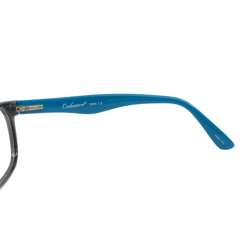 Enhance Eyeglasses Frames 3966 BLACK/BLUE Rectangle Full Rim 52-18-145